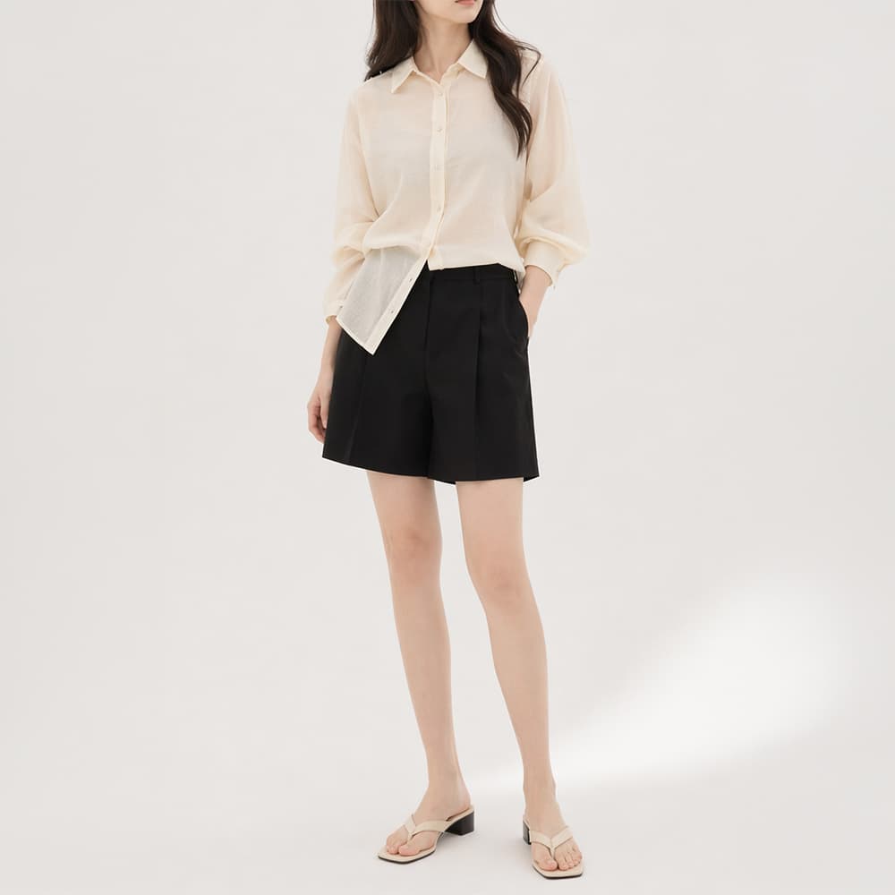 여름 시어 오간자 루즈핏 셔츠 블라우스 크림