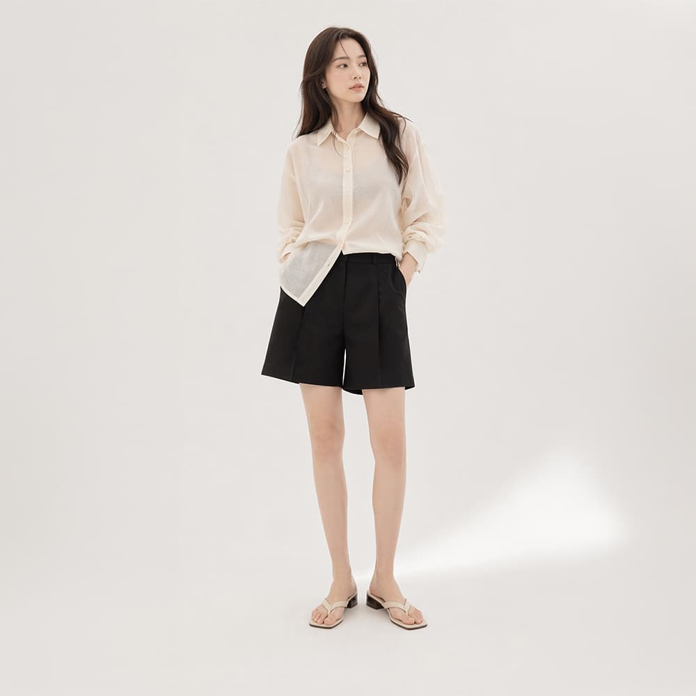 여름 시어 오간자 루즈핏 셔츠 블라우스 크림