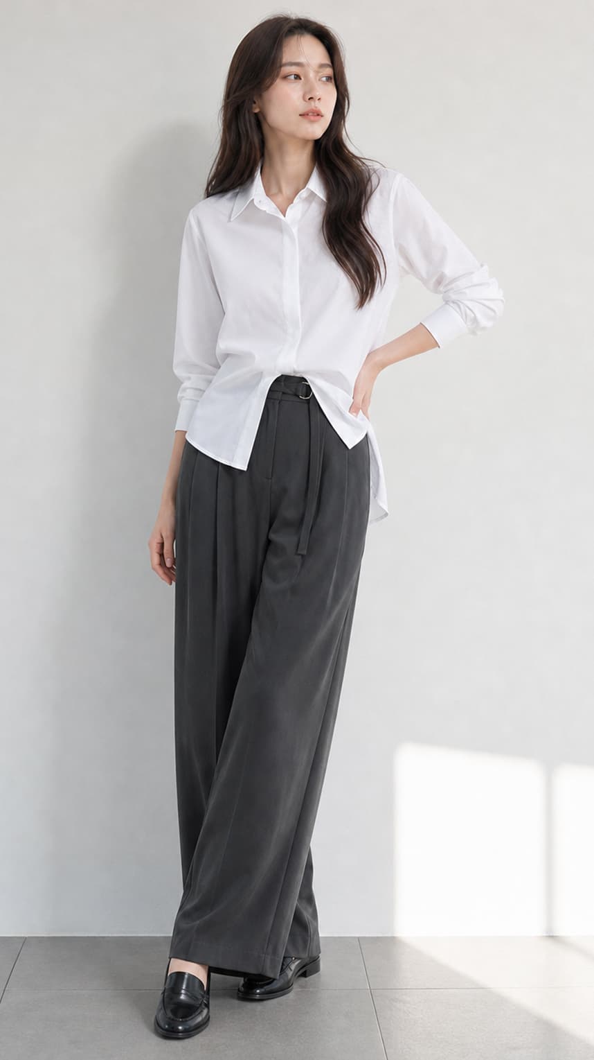데일리 루즈핏 카라 셔츠 남방 화이트