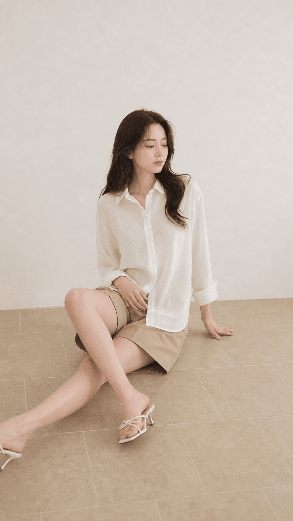 여름 새틴 루즈핏 셔츠 블라우스 화이트