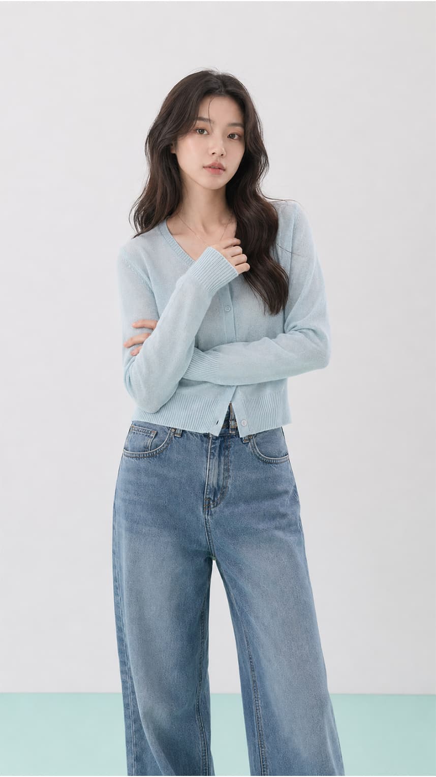 여름 린넨 크롭 니트 가디건 소라